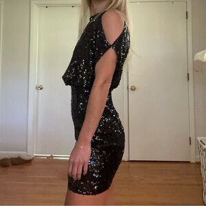 Aidan Mattox Black Sequin Mini Dress